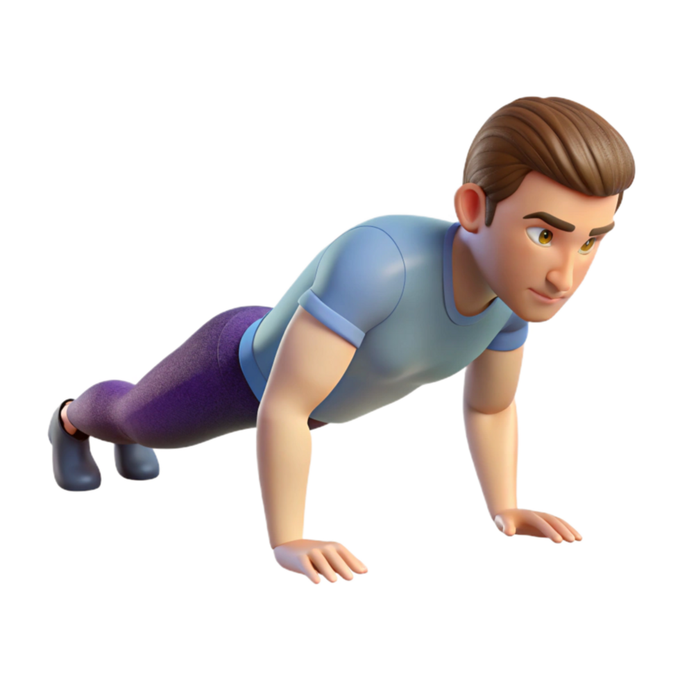 wonderful abstract Man Doing Push Ups Side View Transparent Background high resolution png