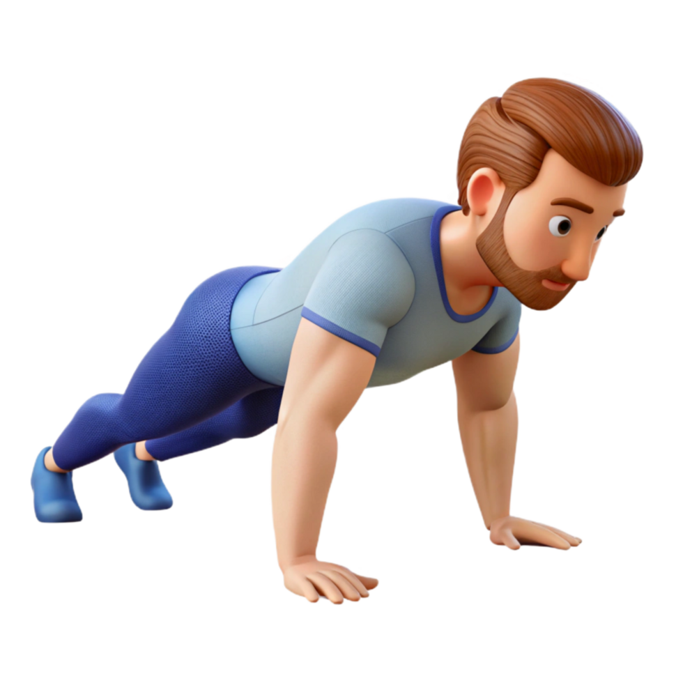 stunning rustic Man Doing Push Ups Side View Transparent Background genuine png