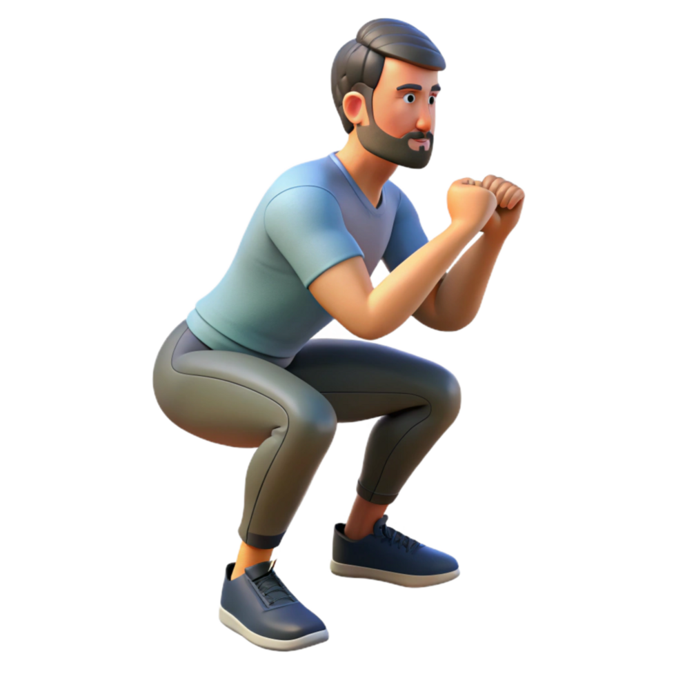 wonderful rustic Man Doing Squats Side View Isolated Cutout exclusive png