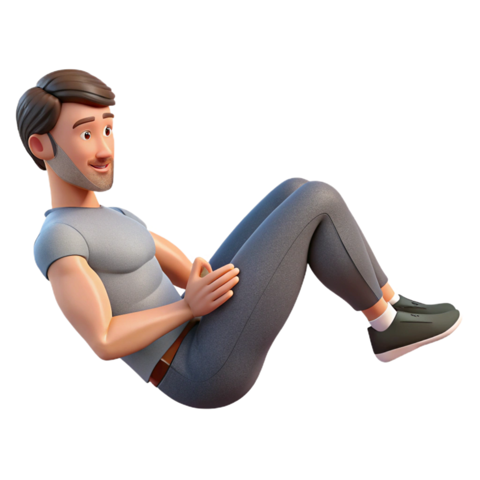 magnificent traditional Man Doing Sit Ups Side View with Transparent Background genuine png