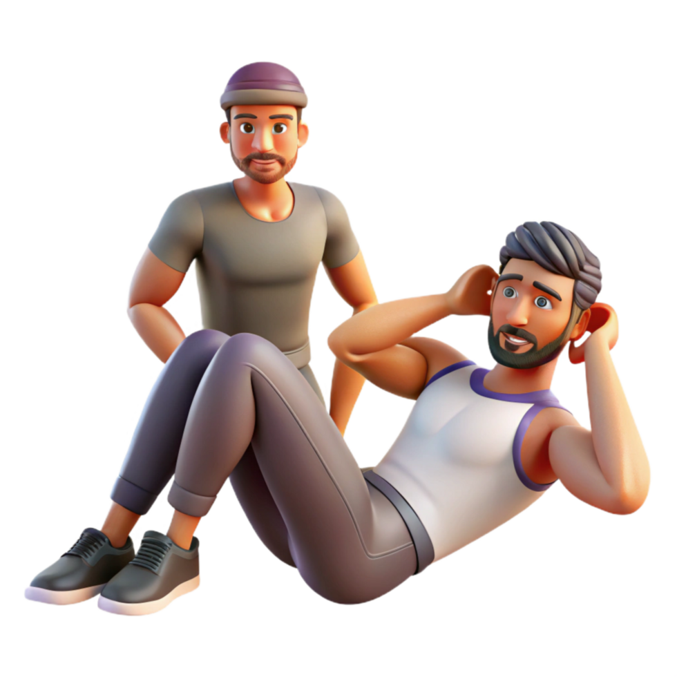 vibrant abstract Man Doing Sit Ups Side View with Transparent Background detailed png