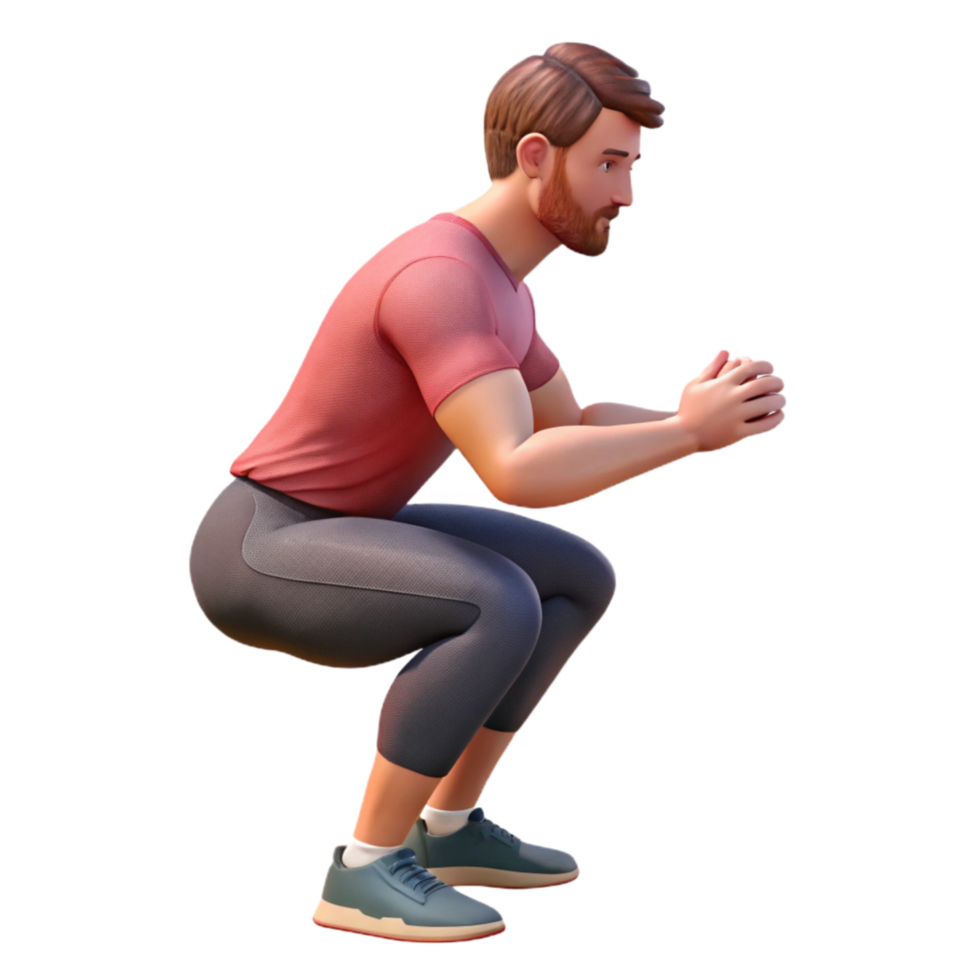 elegant abstract Man Doing Squats Side View Isolated Cutout exclusive png