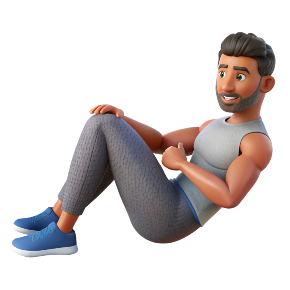 dramatic artistic Man Doing Sit Ups Side View with Transparent Background high quality png