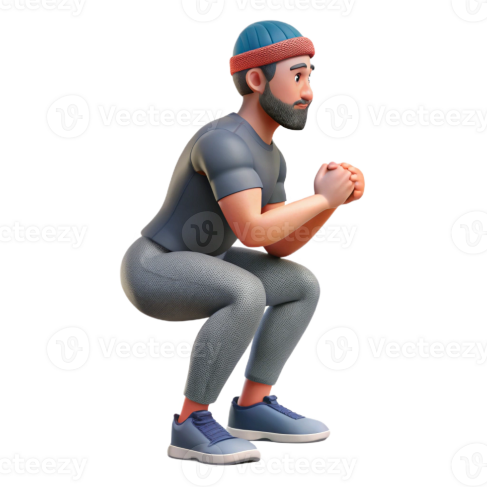 beautiful contemporary Man Doing Squats Side View Isolated Cutout genuine png
