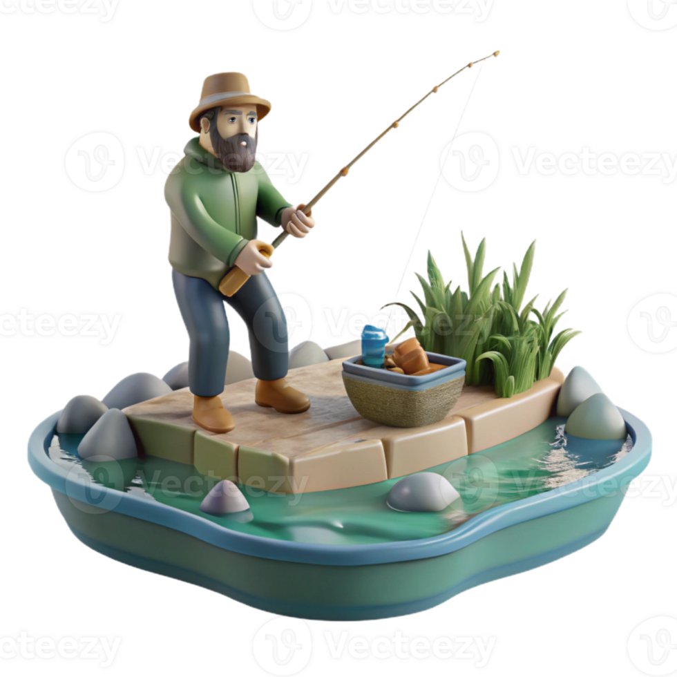 impressive contemporary Man Fishing in Lake From Shore Cutout high resolution png