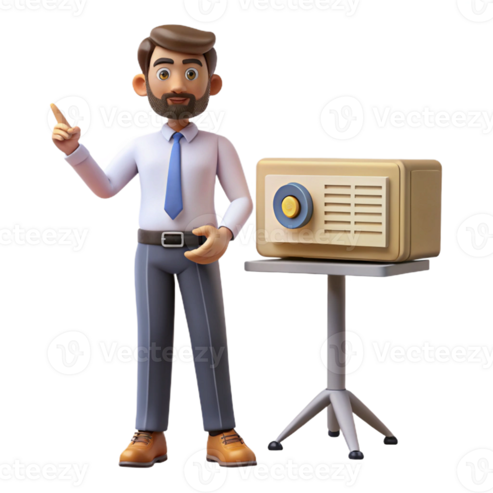 extraordinary classic Man Giving a Presentation with Projector Isolated professional png