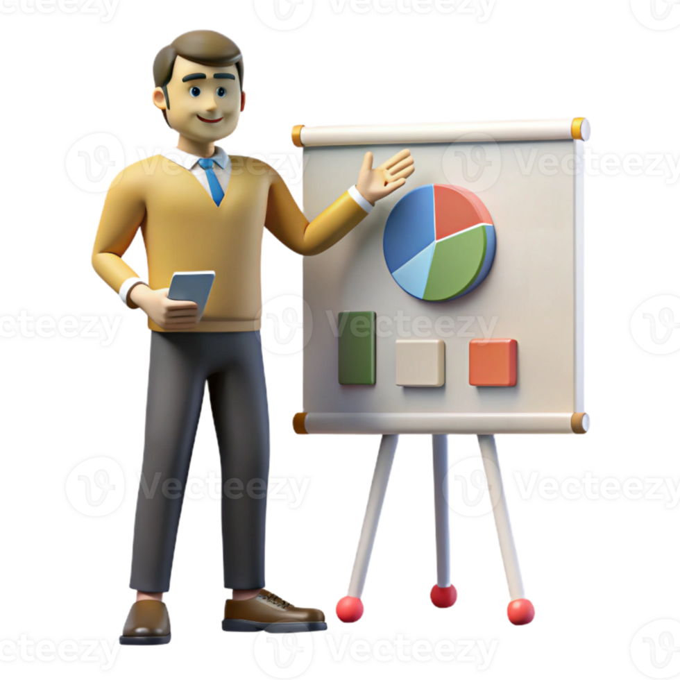 dramatic minimalist Man Giving Presentation with Charts Cutout high quality png