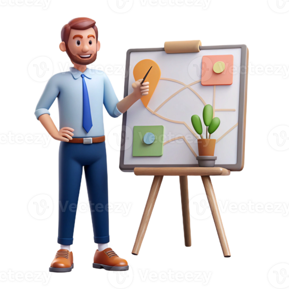 magnificent abstract Man Giving Presentation on Laptop Isolated 4K png