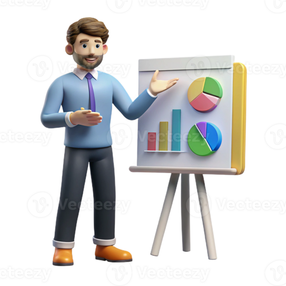 extraordinary minimalist Man Giving Presentation with Charts Cutout original png