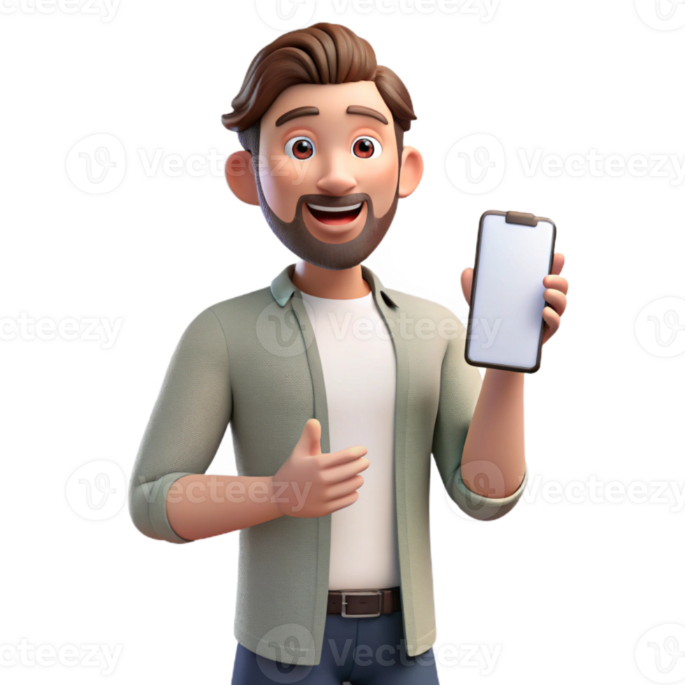 vibrant traditional Man Holding Smartphone with Blank Screen Side View Isolated original png