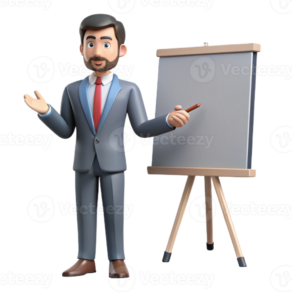 stunning abstract Man in Suit Giving Presentation Isolated Element detailed png