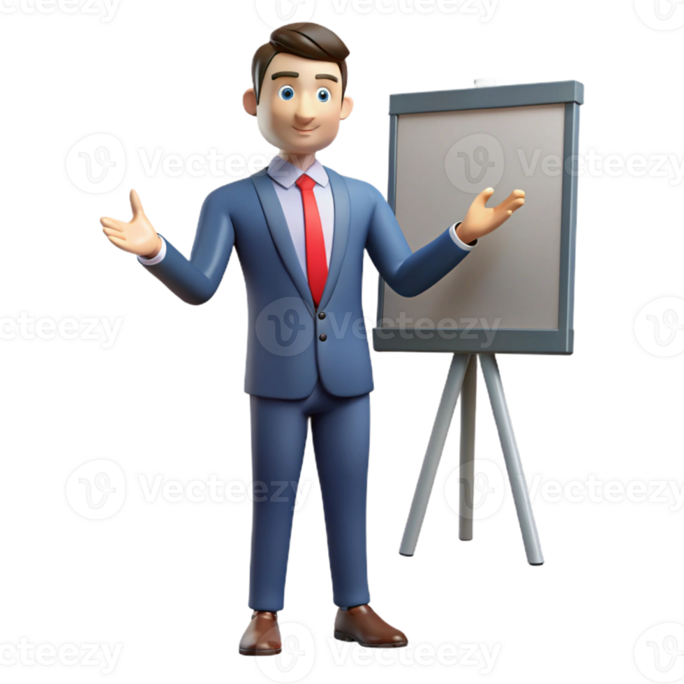 vibrant artistic Man in Suit Giving Presentation Isolated Element high quality png