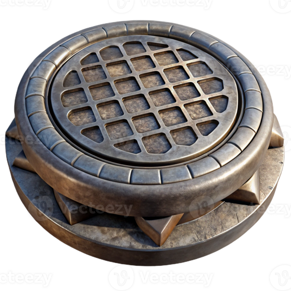 elegant traditional Manhole Cover Metal Texture Isolated detailed png
