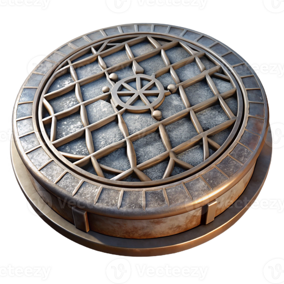 magnificent minimalist Manhole Cover Metal Texture Isolated professional png