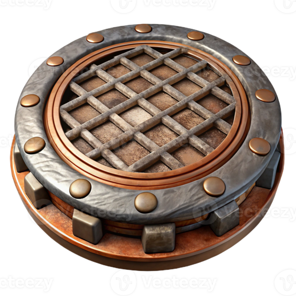 wonderful classic Manhole Cover Rusty Metal Detail Cutout Element 4K png