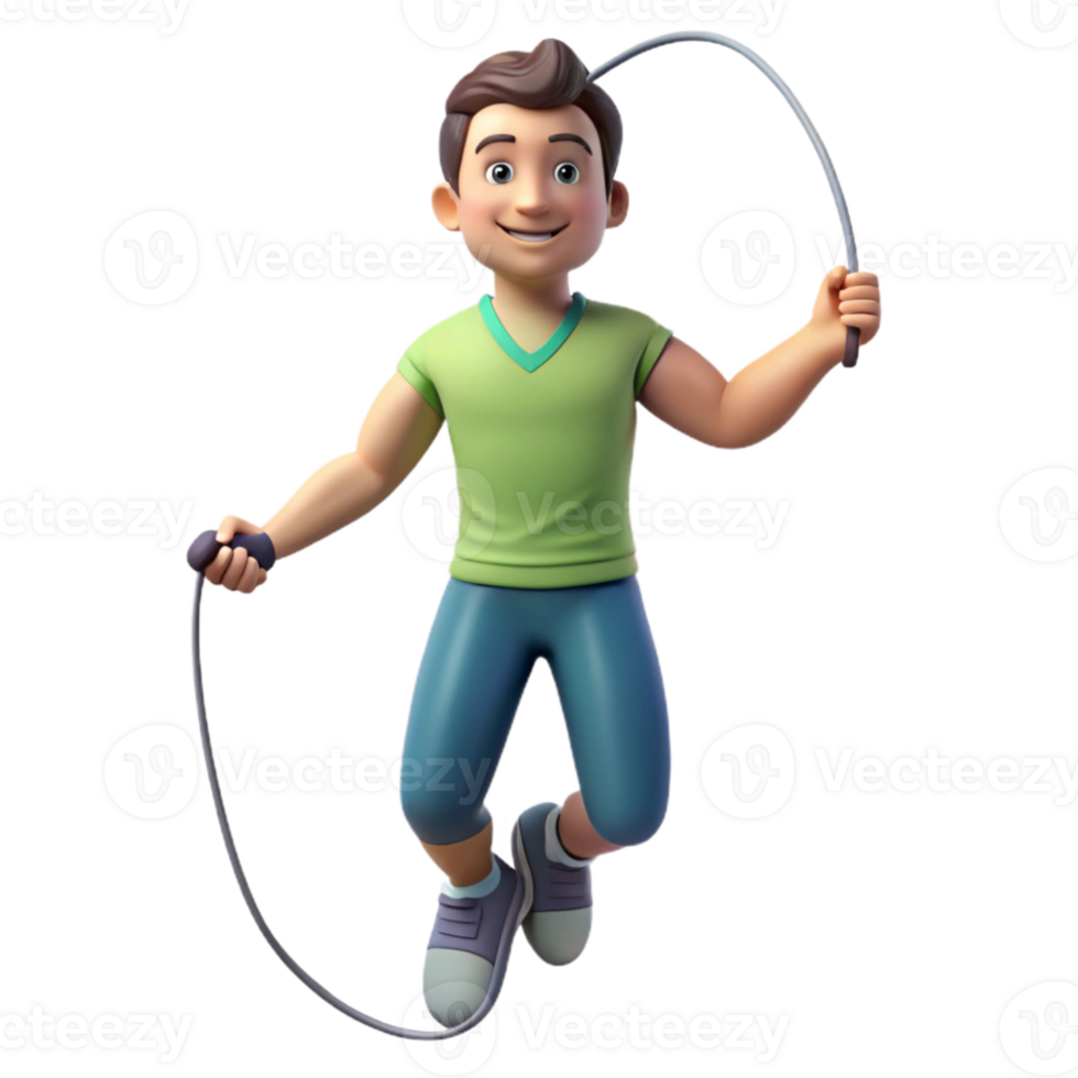 serene rustic Man Jumping Rope Double Unders Isolated professional png
