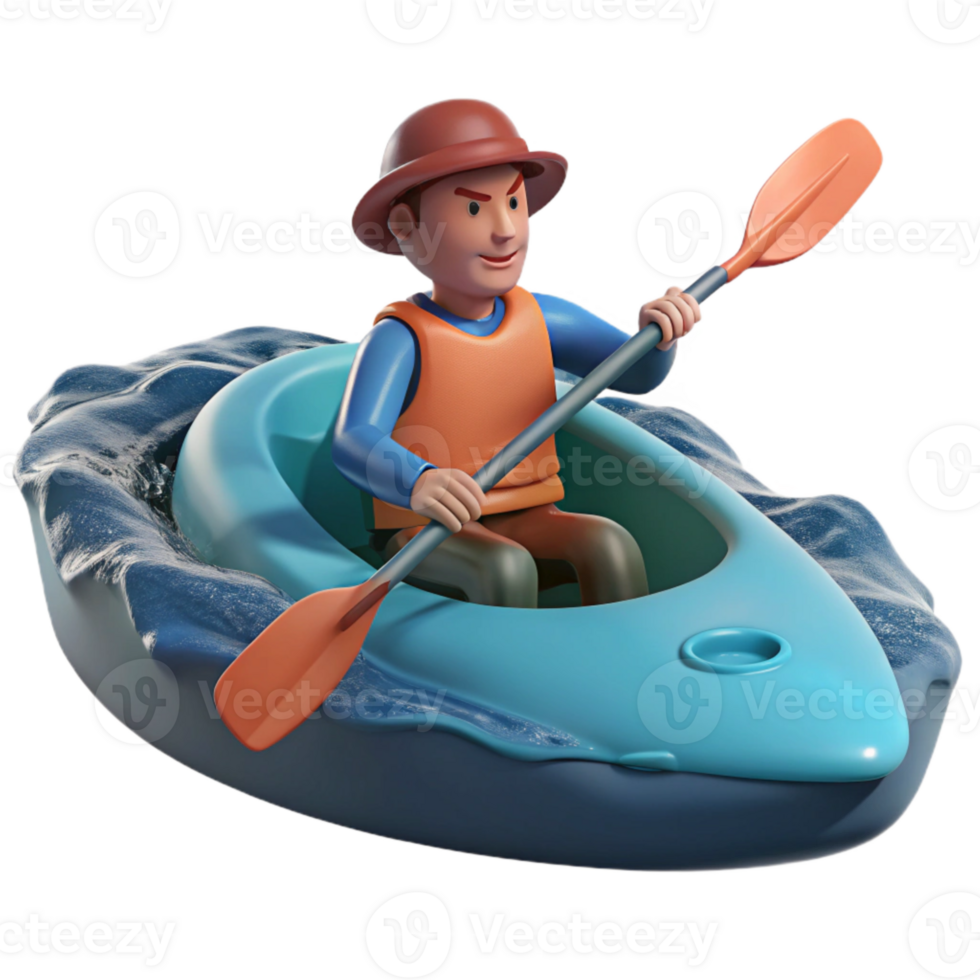 serene abstract Man Kayaking on Lake Isolated exclusive png