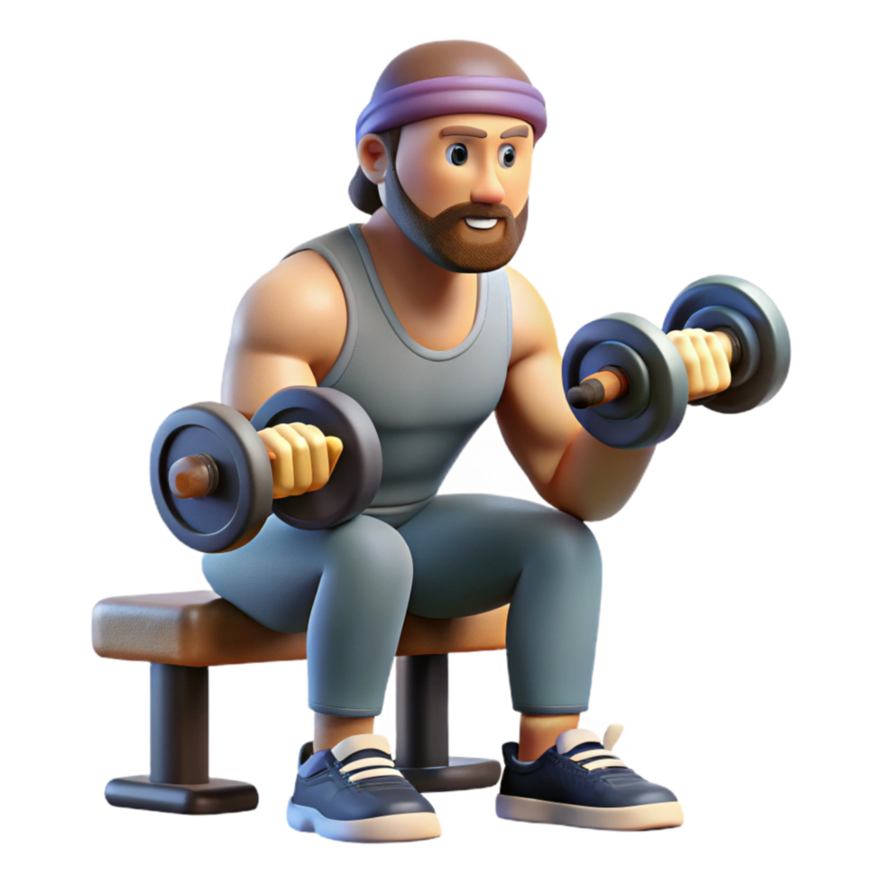 extraordinary contemporary Man Lifting Dumbbells Bench Isolated original png