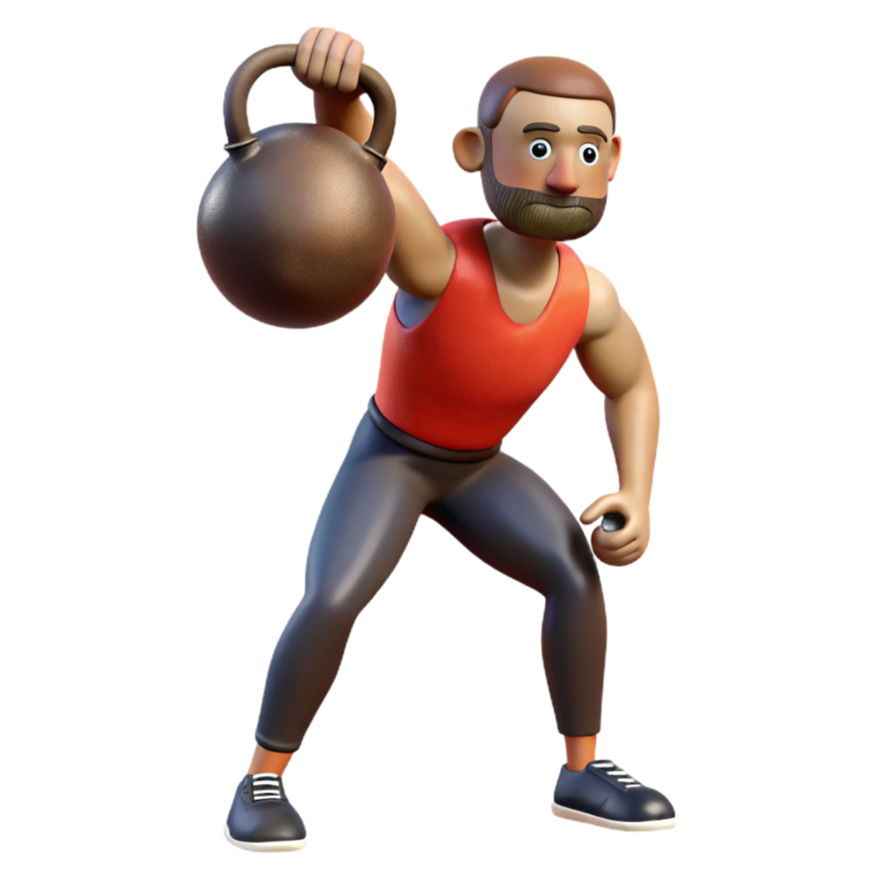 dramatic abstract Man Lifting Kettlebell Isolated Cutout original png