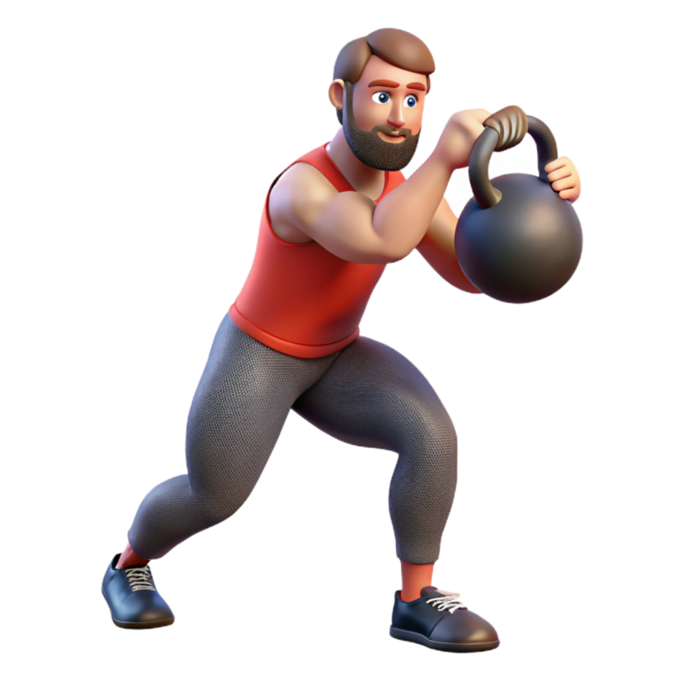 stunning modern Man Lifting Kettlebell Side View Cutout premium png