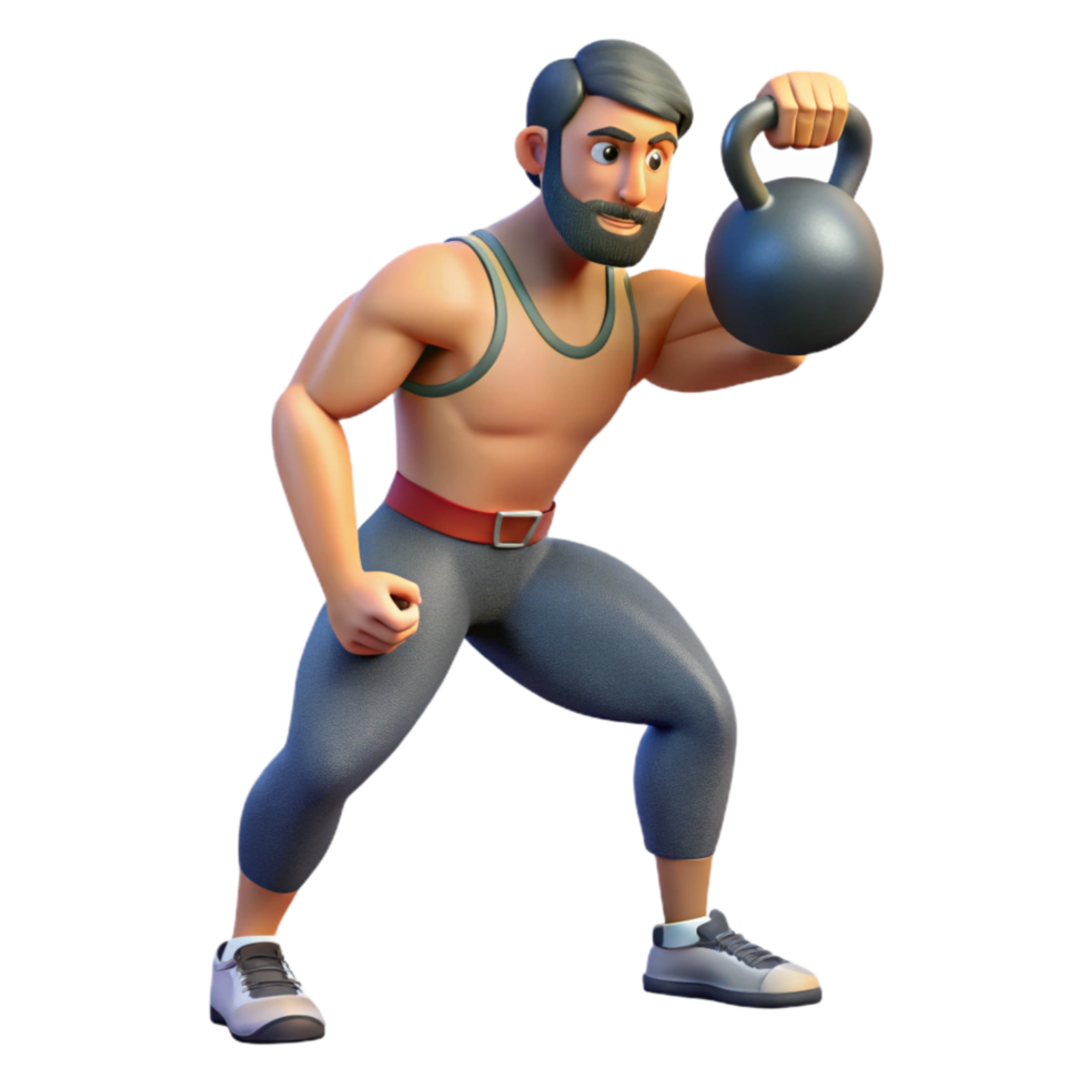 magnificent creative Man Lifting Kettlebell Side View Cutout authentic png
