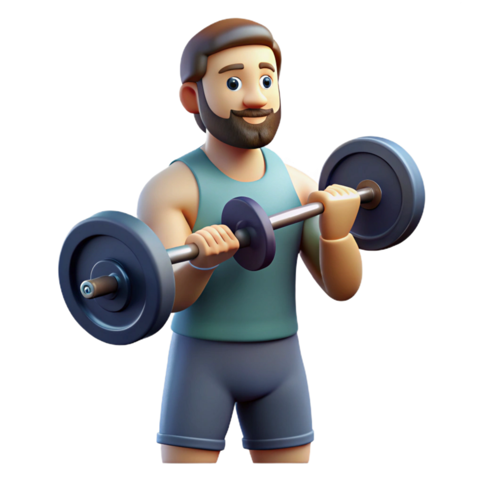 beautiful traditional Man Lifting Weights in Gym Transparent Background detailed png