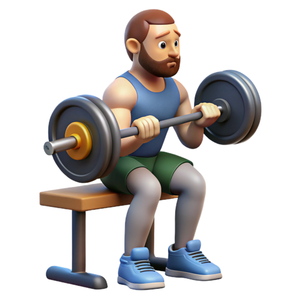 vibrant abstract Man Lifting Weights Bench Press Side View Isolated detailed png