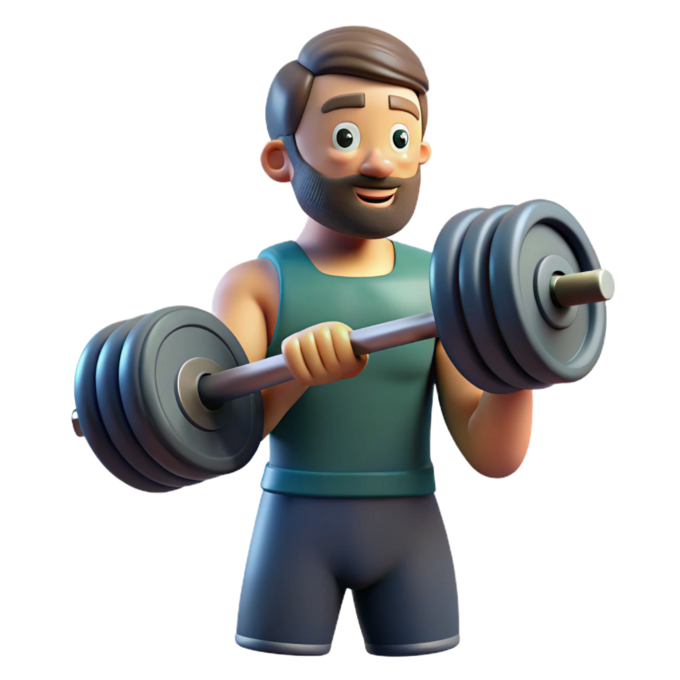 stunning minimalist Man Lifting Weights in Gym Transparent Background 4K png