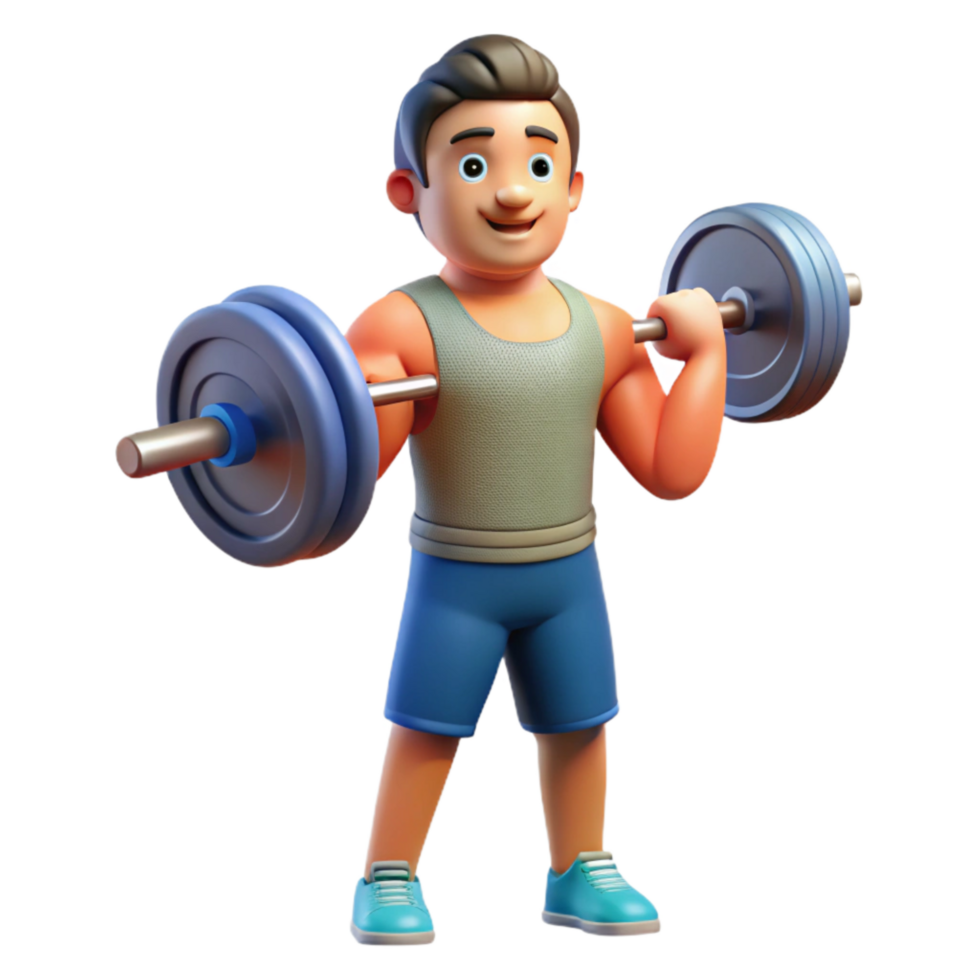 dramatic rustic Man Lifting Weights in Gym Transparent Background 4K png