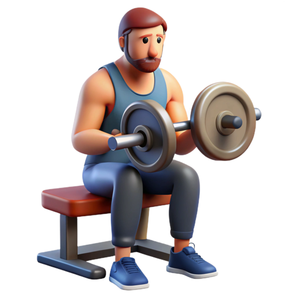 magnificent contemporary Man Lifting Weights on Bench Isolated genuine png