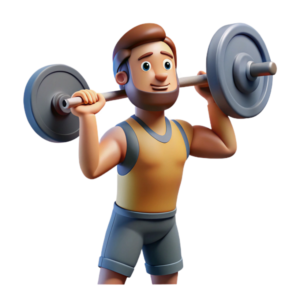 wonderful abstract Man Lifting Weights Overhead Transparent Background 4K png
