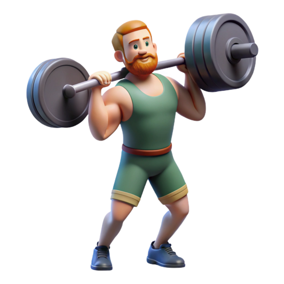 impressive creative Man Lifting Weights Overhead Transparent Background exclusive png