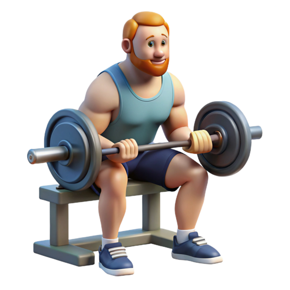serene abstract Man Lifting Weights on Bench Isolated 4K png