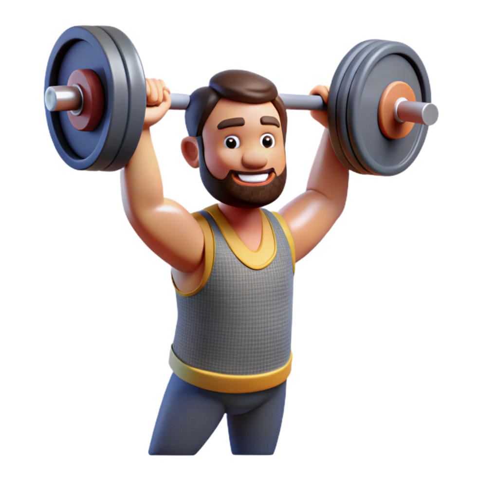 impressive creative Man Lifting Weights Overhead Transparent Background professional png
