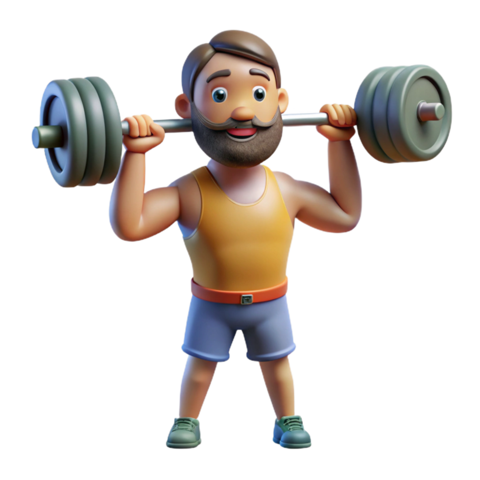 impressive rustic Man Lifting Weights Overhead Transparent Background premium png