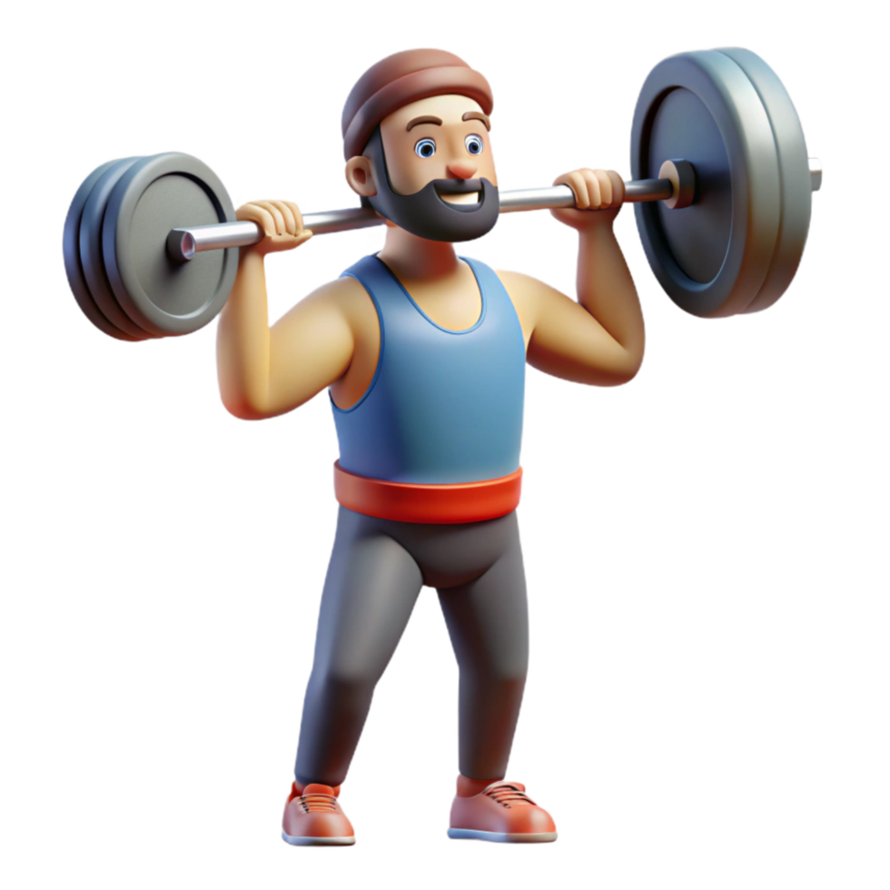 elegant abstract Man Lifting Weights Overhead Transparent Background genuine png