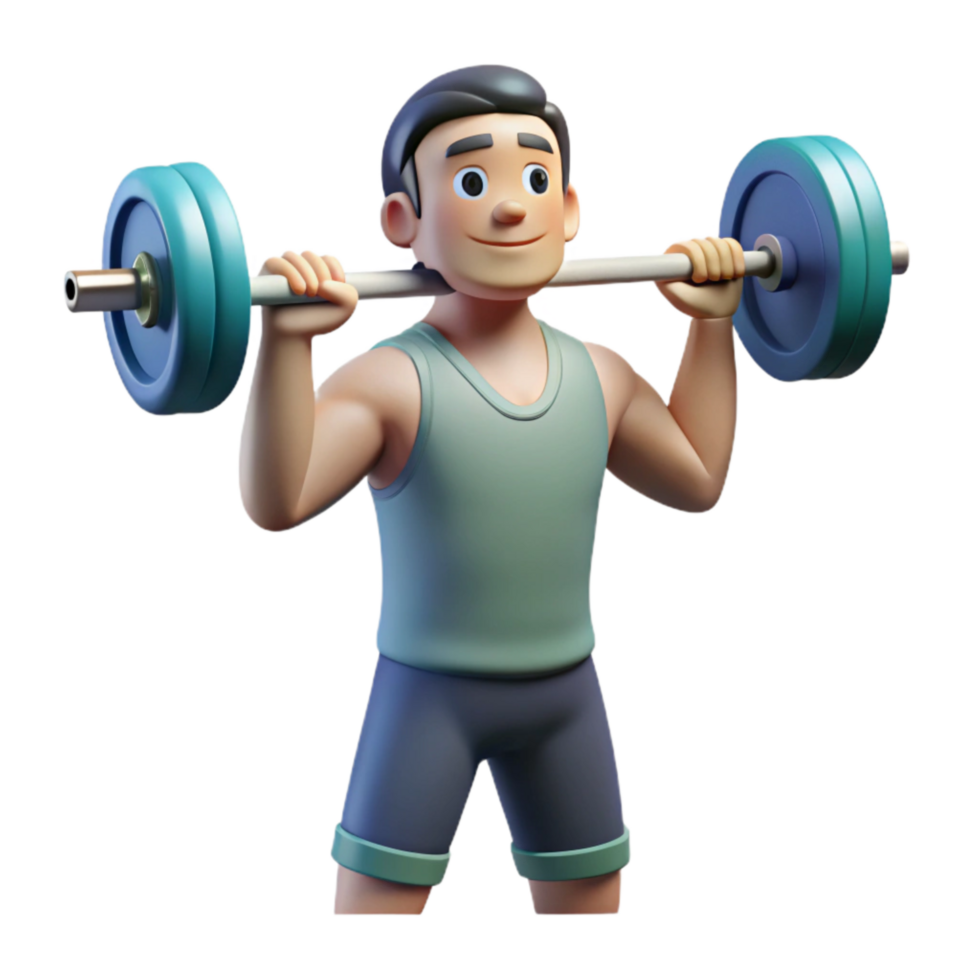 vibrant rustic Man Lifting Weights Overhead Transparent Background high quality png