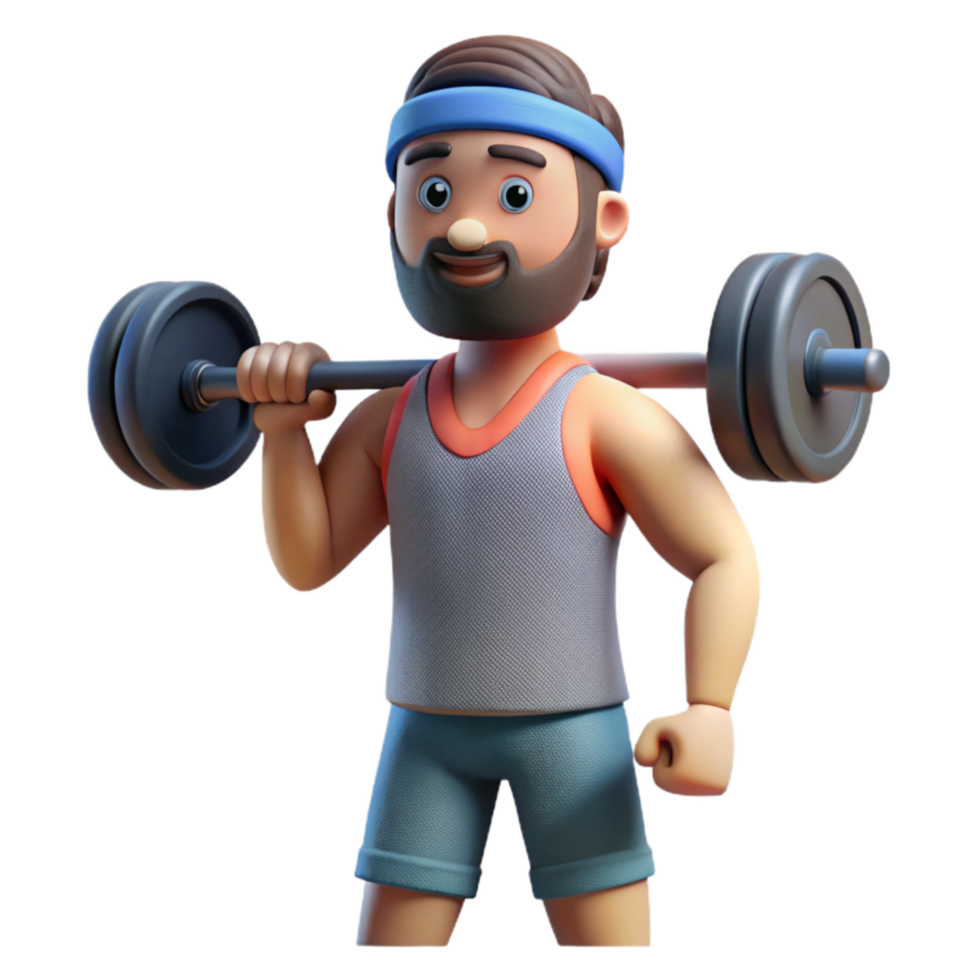 elegant modern Man Lifting Weights Isolated exclusive png