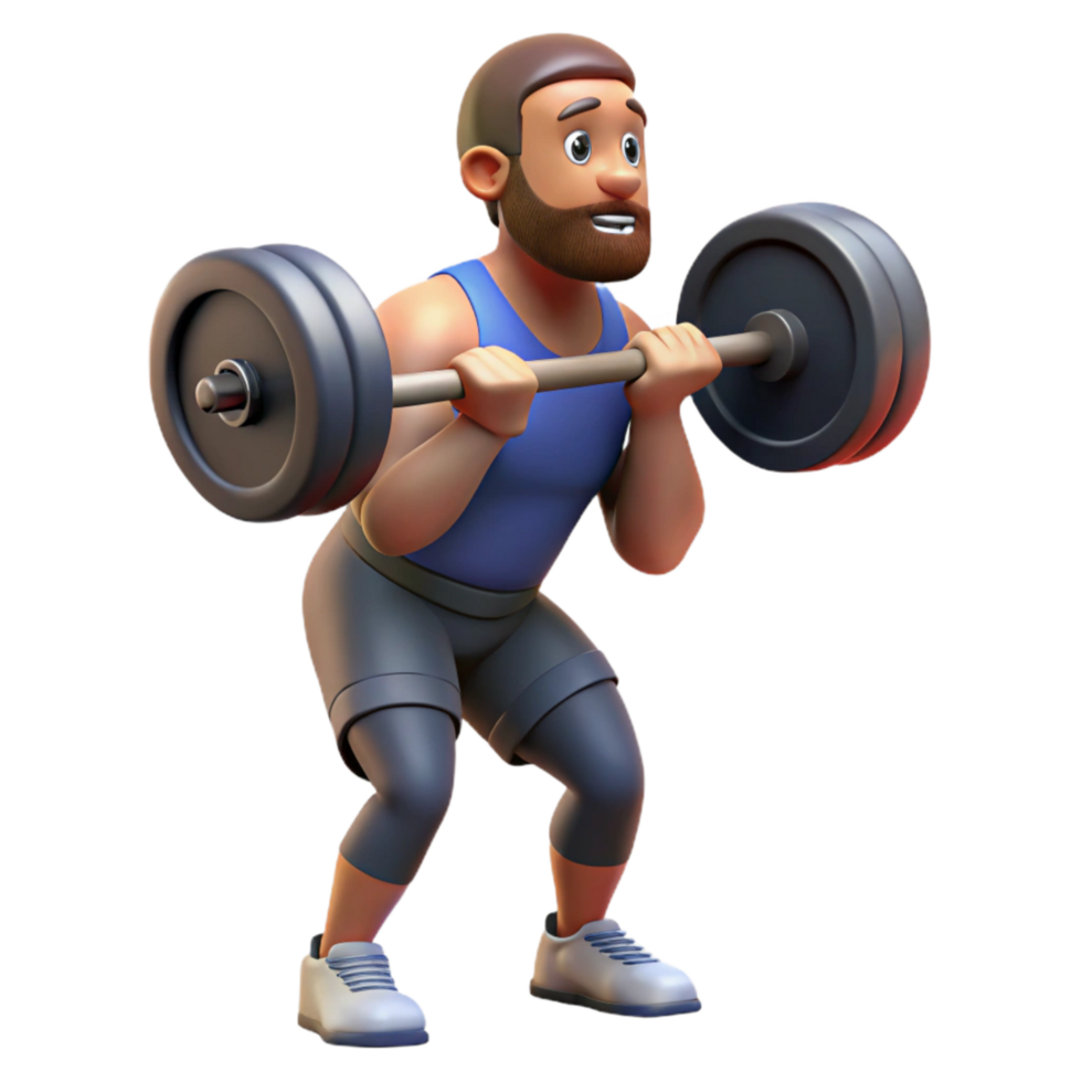 serene minimalist Man Lifting Weights Side View Isolated professional png