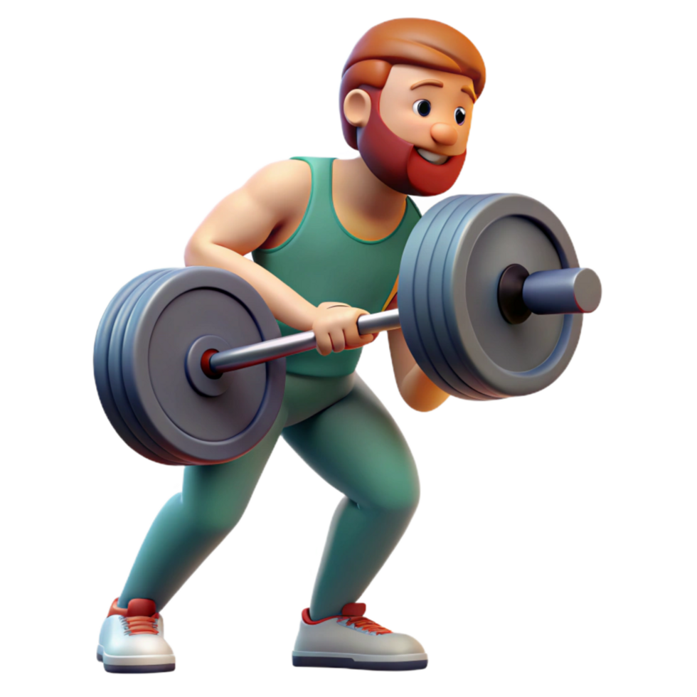 wonderful modern Man Lifting Weights Side View Isolated 4K png