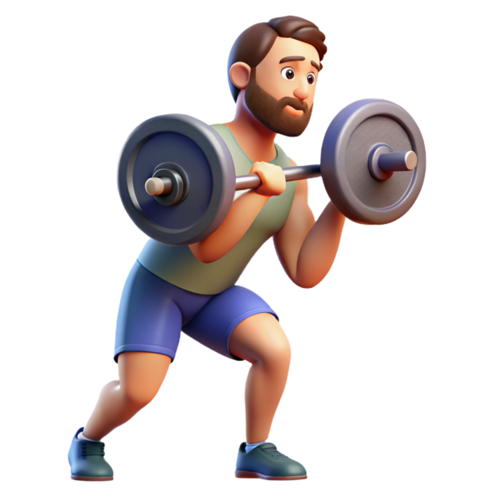 serene contemporary Man Lifting Weights Side View Isolated high resolution png