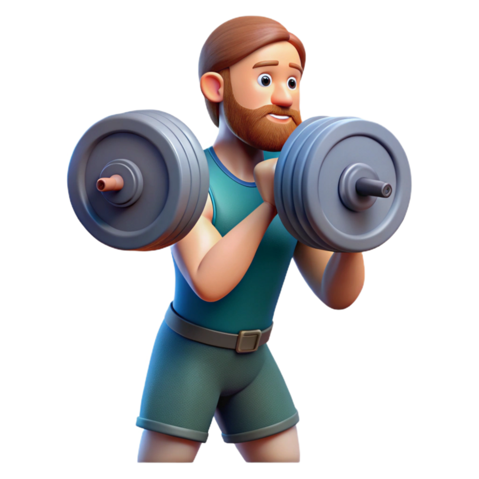 wonderful rustic Man Lifting Weights Side View Isolated exclusive png
