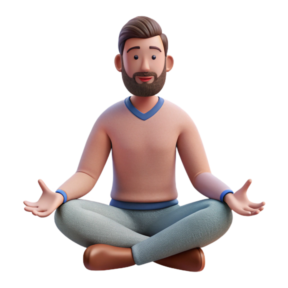 impressive rustic Man Meditating Cross Legged Cutout high quality png