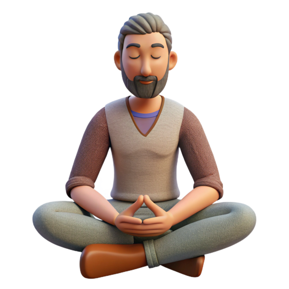 wonderful modern Man Meditating Lotus Pose Transparent Background high resolution png
