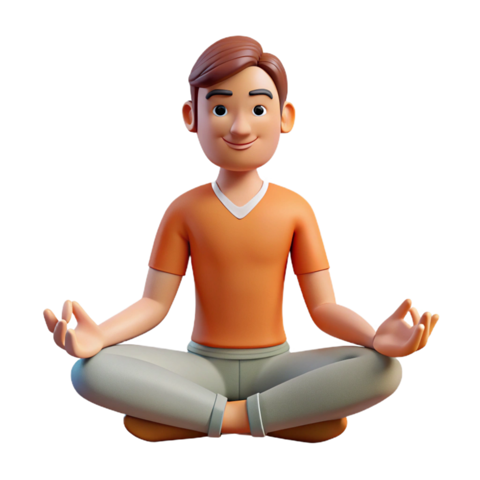elegant abstract Man Meditating Lotus Pose Transparent Background authentic png