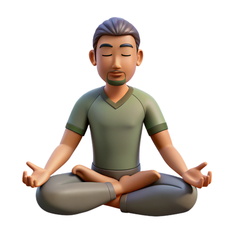 vibrant abstract Man Meditating Isolated with Serene Expression 4K png