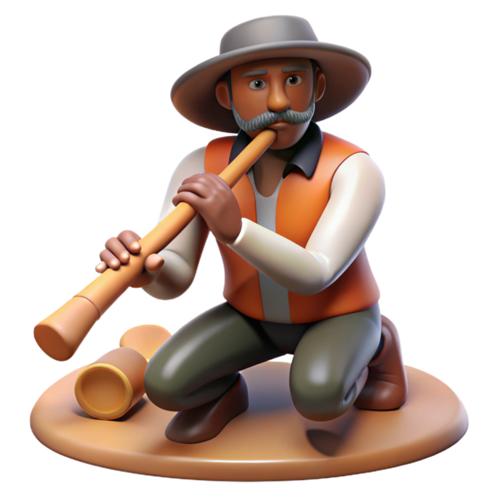 wonderful vintage Man Playing Didgeridoo in Outback Cutout high quality png