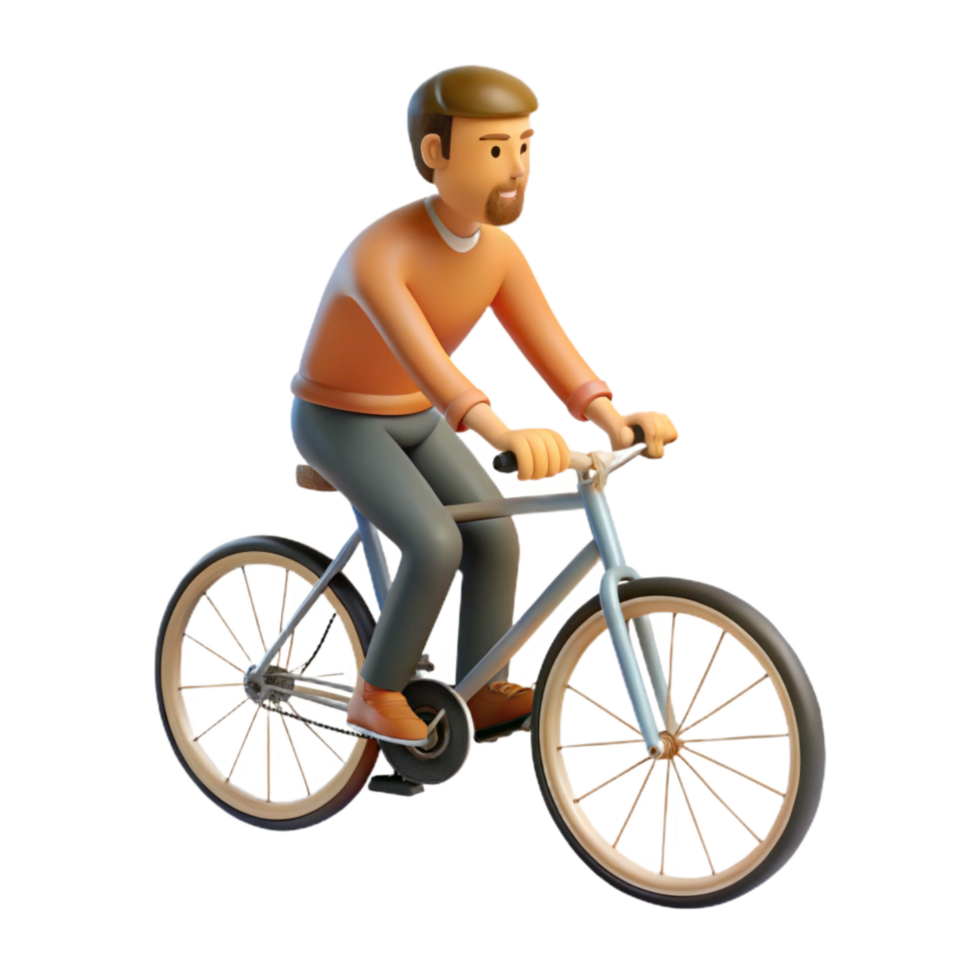 serene creative Man Riding Bicycle Side View Isolated high quality png