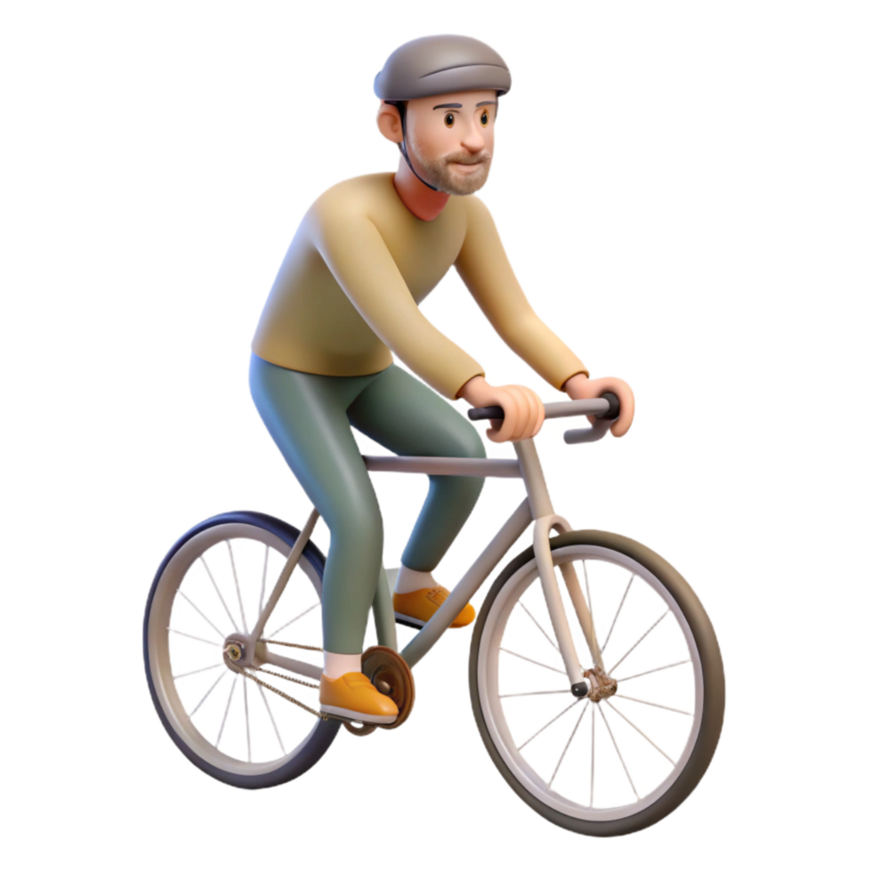 impressive contemporary Man Riding Bicycle Side View Isolated high quality png