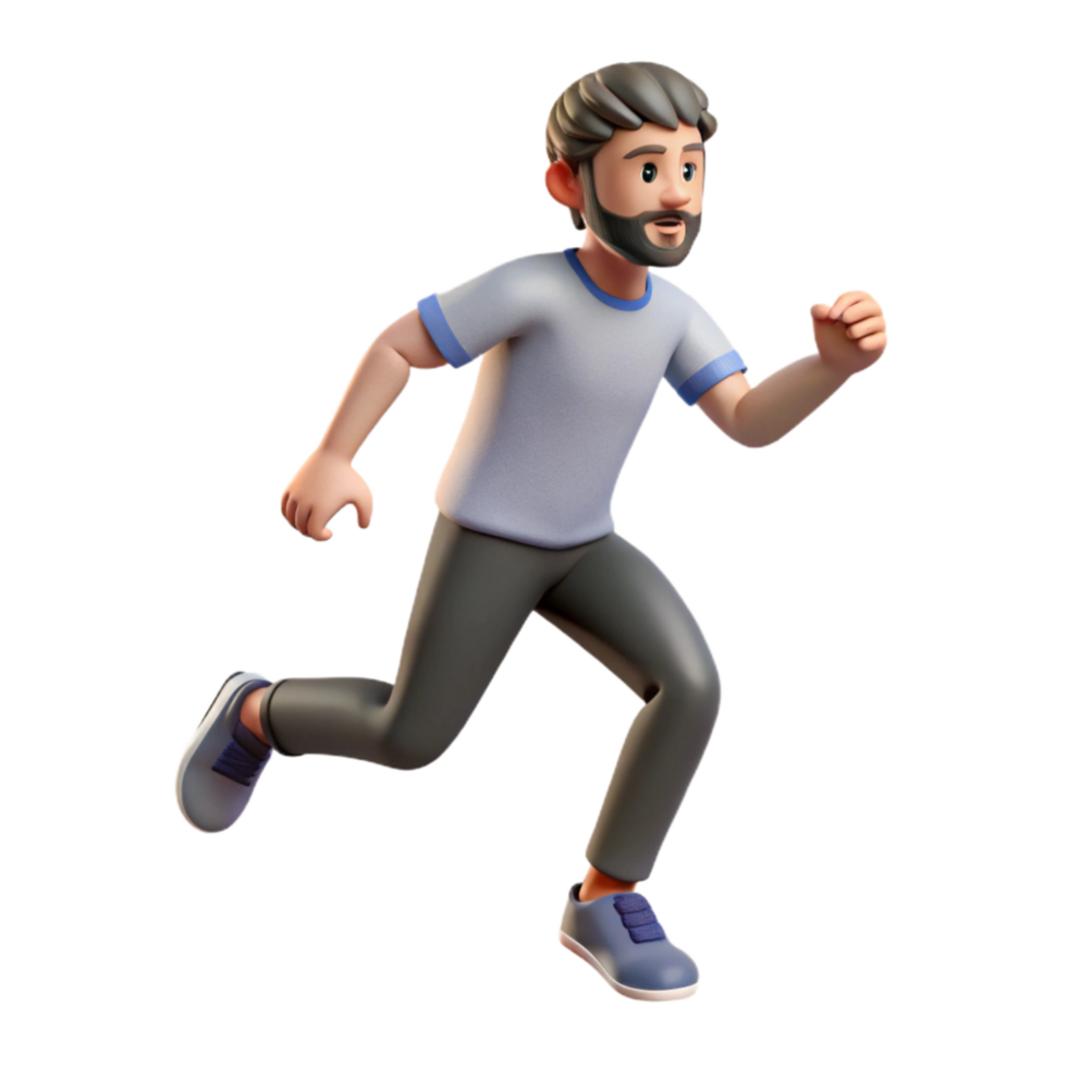 extraordinary minimalist Man Running Forward Motion Blur Isolated premium png
